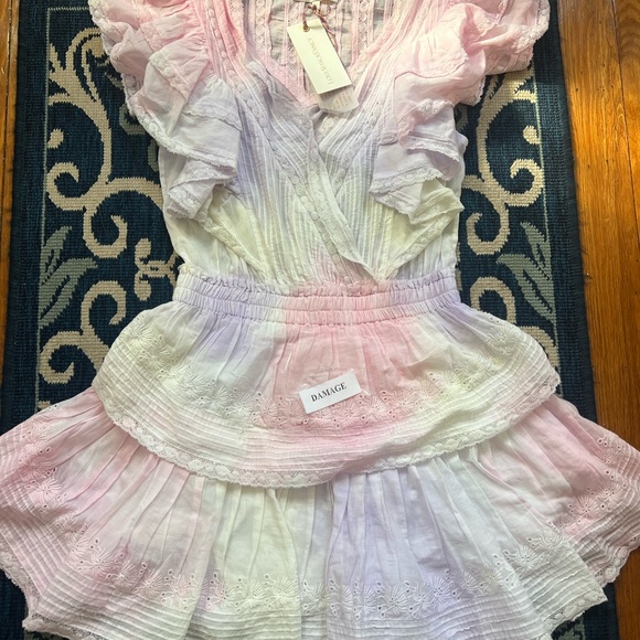 LoveShackFancy Gwen Ruffled Sleeve Tie Dye Mini Dress $395 - Picture 9 of 10